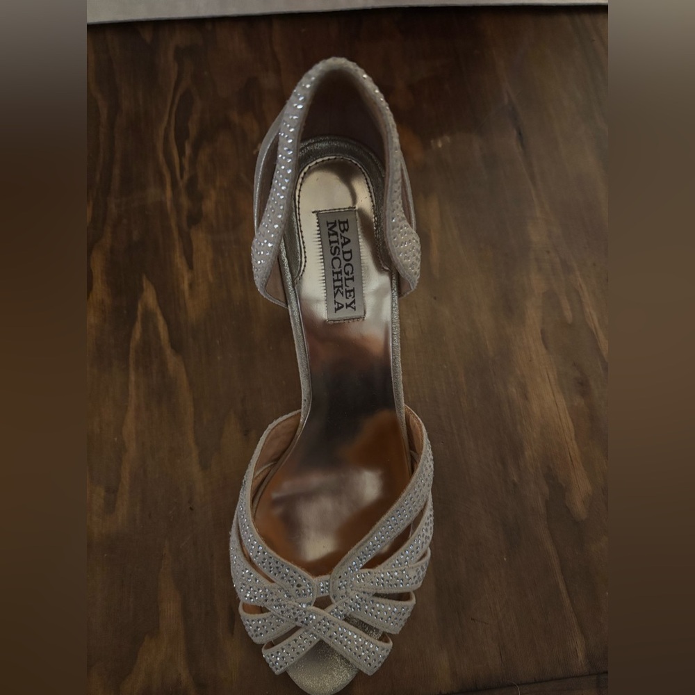 Badgley Mischka Silver Rhinestone Evening Heels